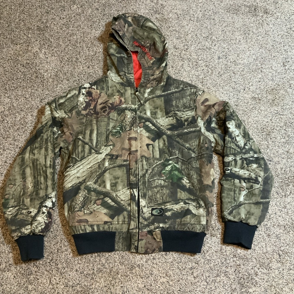 Mossy Oak Camo Hooded Jacket with Orange Lining